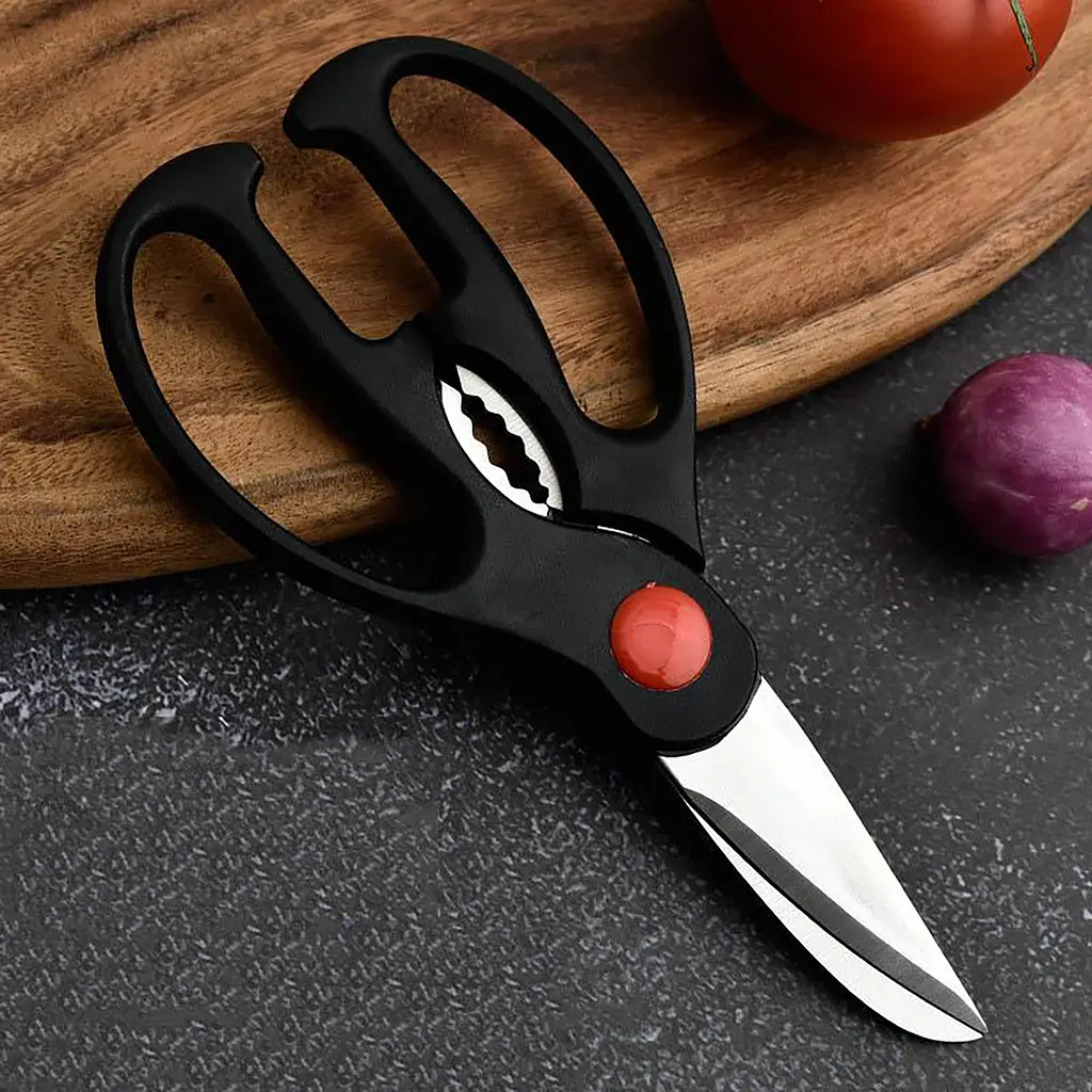 Кухонні ножиці секатор для м'яса птиці та риби з фіксатором 20 см, Kitchen Master Чорний 86484 - фото 3
