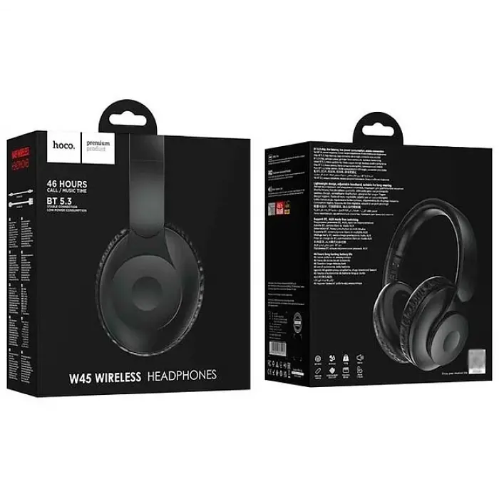 Беспроводные наушники Hoco W45 Enjoy полноразмерные накладные Гарнитура Bluetooth headset Черные - фото 3