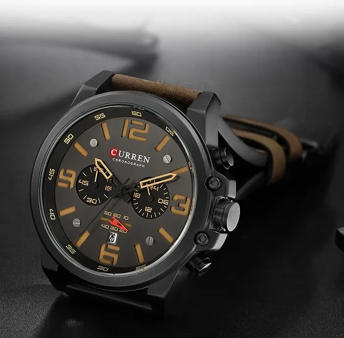 Наручний годинник чоловічий Curren Monreal Armor Black 2 ремінці Чорний (3598) - фото 4