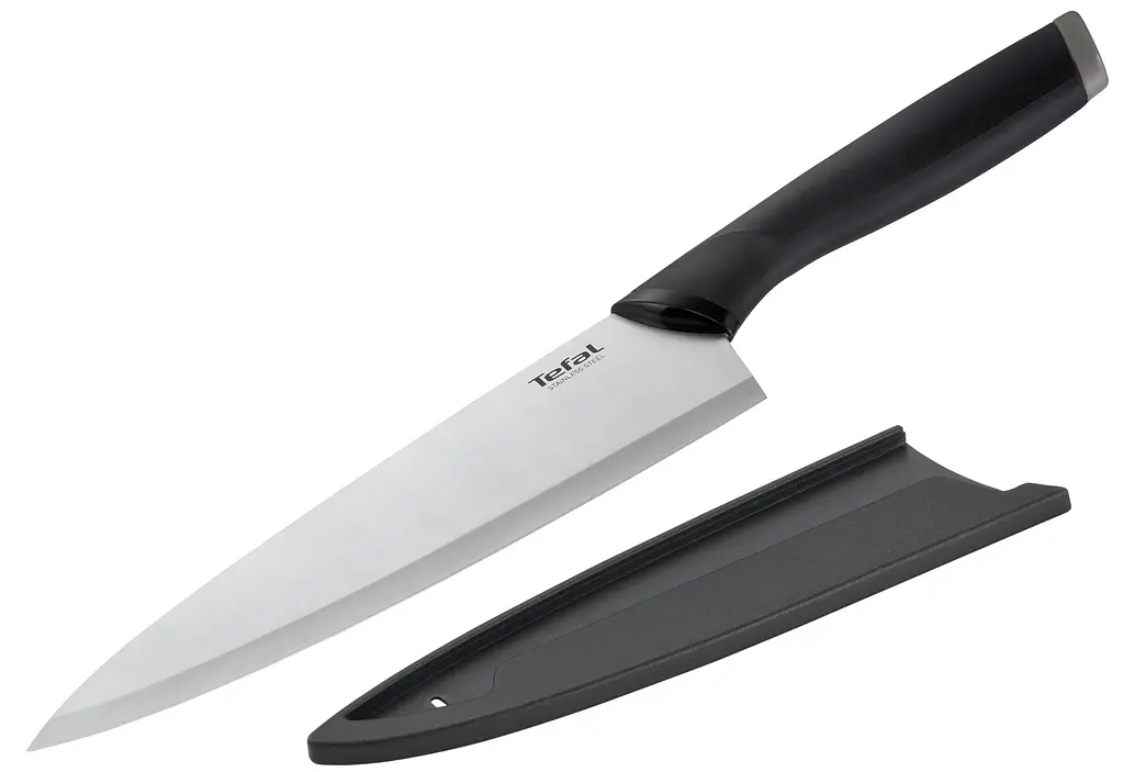 Ніж кухонний Tefal Comfort кухарський 20 см, з чохлом, нержавіюча сталь, пластик, чорний kuh0014567 - фото 2