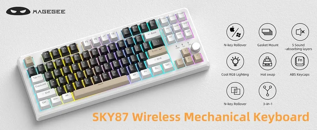 Клавіатура MageGee SKY 87 RGB Blue Whale Switch Wireless (6971969728493-UA) Mocha Brown (G-000003957) - фото 10