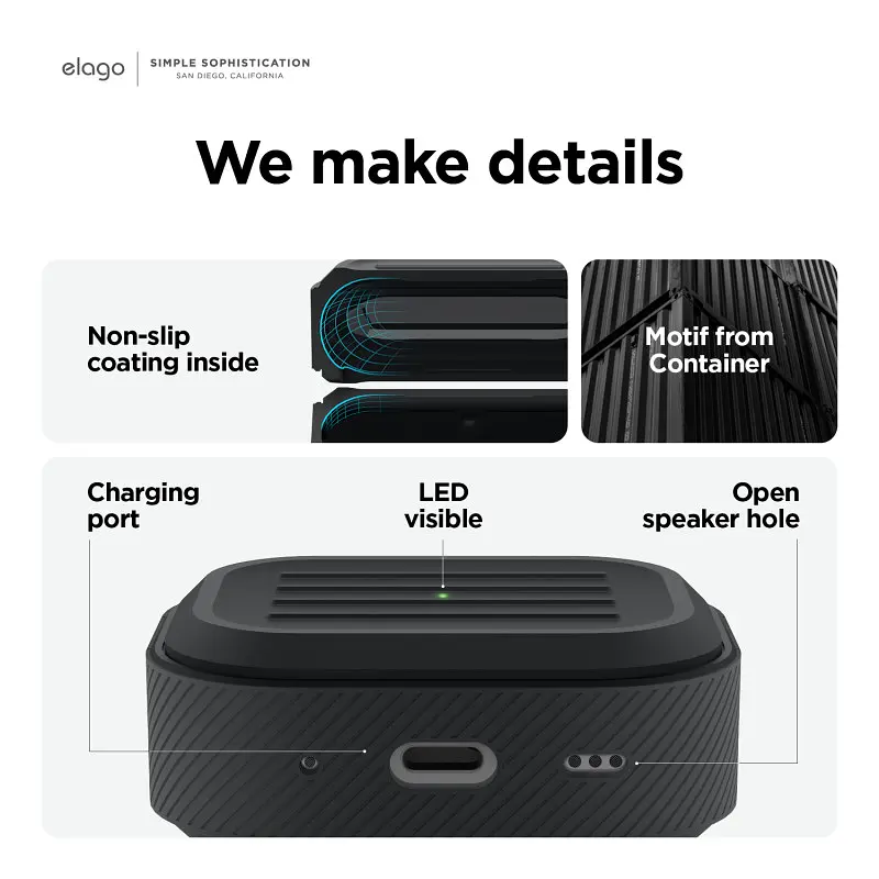 Чохол Elago Armor Case Black for AirPods Pro 2nd Gen чорний (EAPP2C-ARMOR-BK) - фото 3