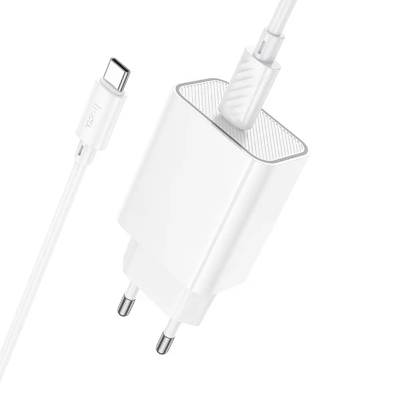 МЗП Hoco C143A Benefit PD20W (1USB-C) + кабель Type-C to Type-C White - фото 6
