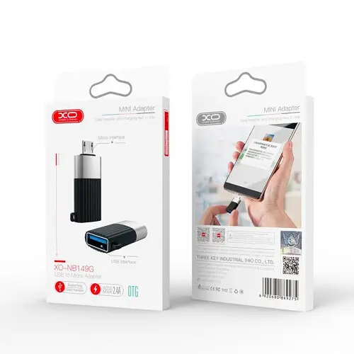 Конектор XO NB149-G USB 2.0 to Micro Чорний - фото 4