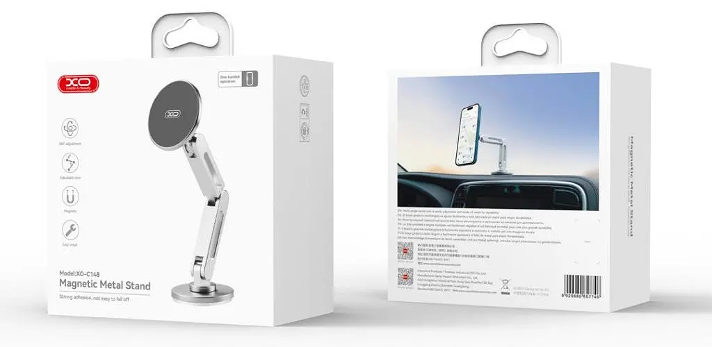 Автоутримувач XO C148 Universal Magnetic metal 360° rotating Holder сріблястий (7109739) - фото 2