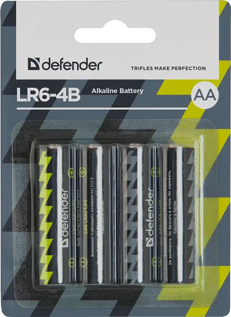 Батарейка AA/LR06 Лужна, Defender, (блістер 4 шт.) - фото 3