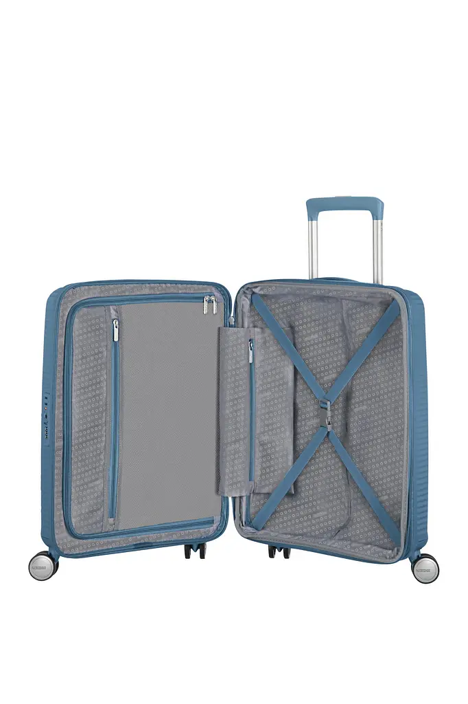 American Tourister Валіза American Tourister, Soundbox, поліпропілен, мала, 55см, 35.5/41л, TSA, 4 колеса, EXP, сіро-синій - фото 5