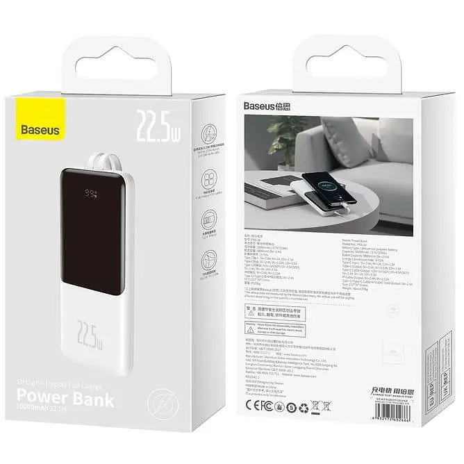 Портативна батарея Powerbank Baseus Elf Digital Display Fast Charge 10000 mAh 22.5W PPJL010002 White - фото 8