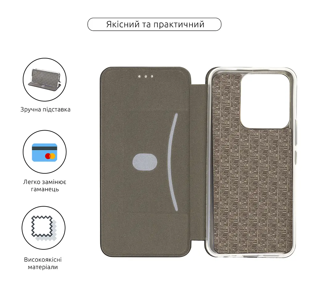 Чехол-книжка для TECNO Spark Go 2022 (KG5), G-Case, черный, кожаный чехол-книга из экокожи (PU) и TPU, с магнитом, с подставкой и вместительным кардхолдером, противоударный, защита всего корпуса, ArmorStandart (ARM72416) - фото 3