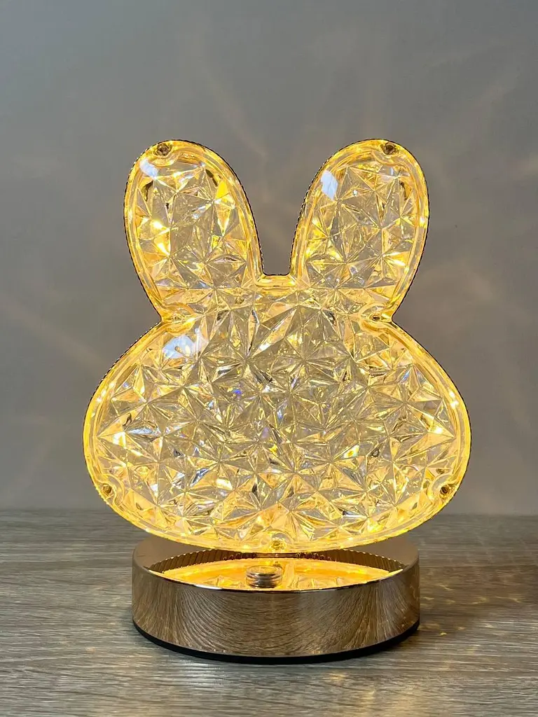 Дитяча LED-лампа нічник Bunny PC-8206 акумуляторна декоративна з кришталевим ефектом і сенсорним керуванням 3 режими - фото 2