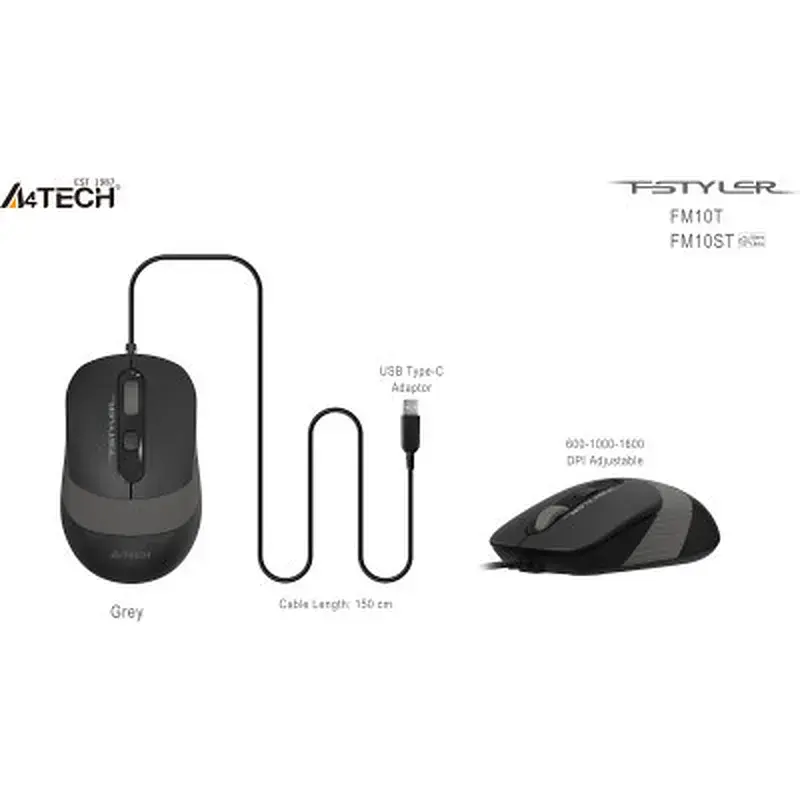 Мишка A4Tech FM10ST USB Grey (4711421990134) - фото 8