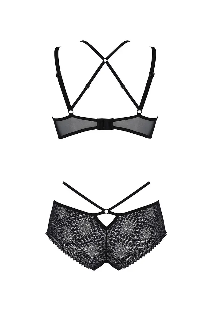 Комплект Passion DROSERA BIKINI black, S/M, бюстгальтер і трусики-кюлоти - фото 4