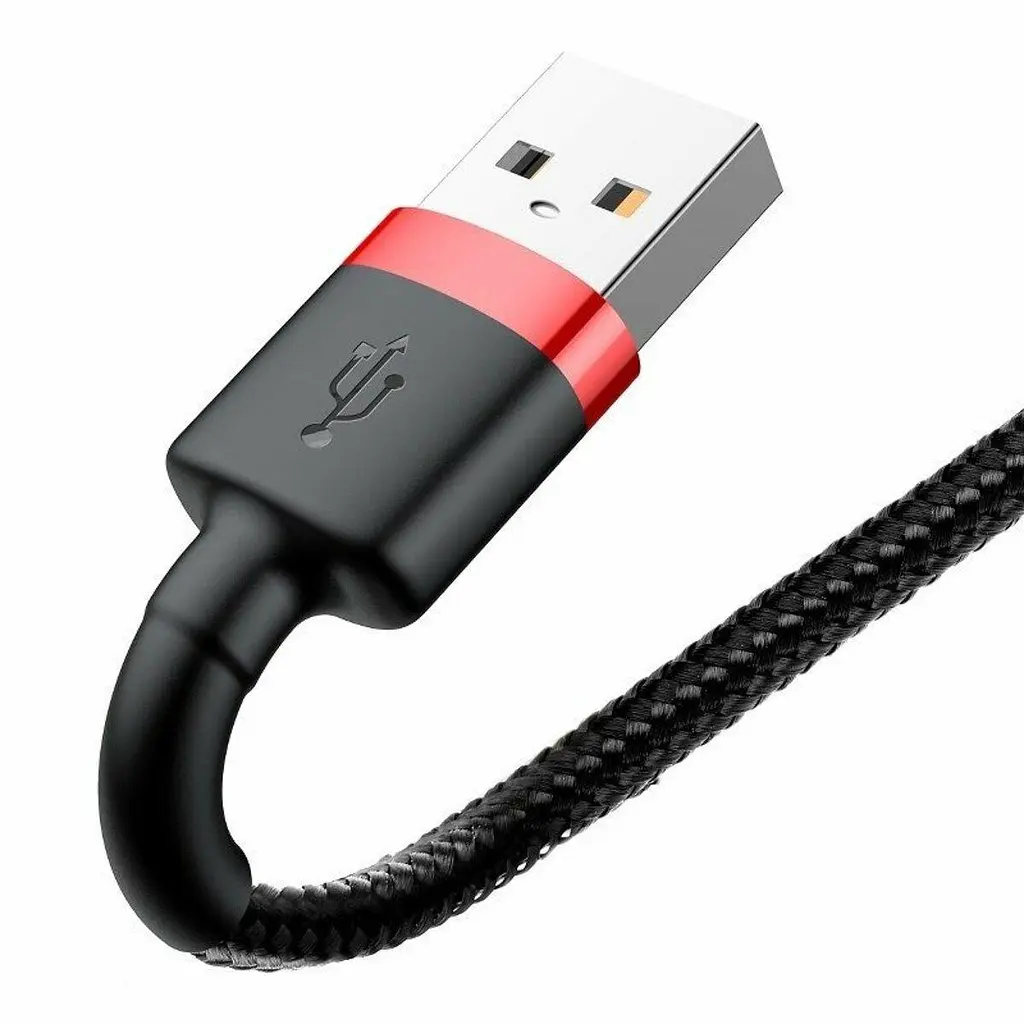 Кабель для зарядки айфону Baseus Cafule USB to Lightning 2 метри 1.5A плетений червоно-чорний - фото 5