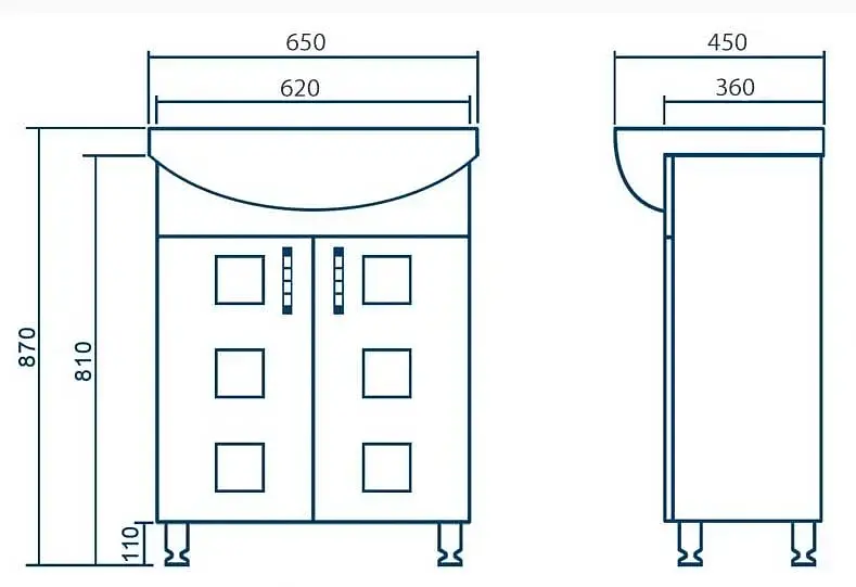 Тумба ПіК Корфу Т1 + раковина Cersanit Cersania 65 см Білий 30412 - фото 6