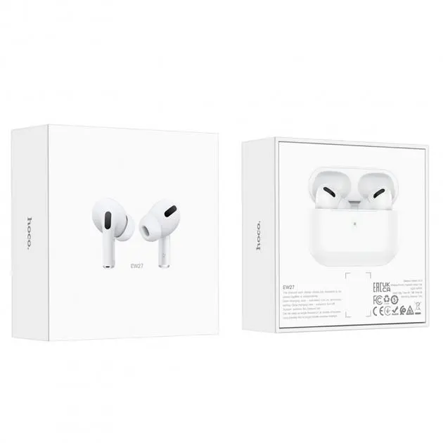 Беспроводные наушники Hoco EW27, TWS, Bluetooth 5.3, с микрофоном, 30mAh, 300mAh, 6h, белые - фото 7