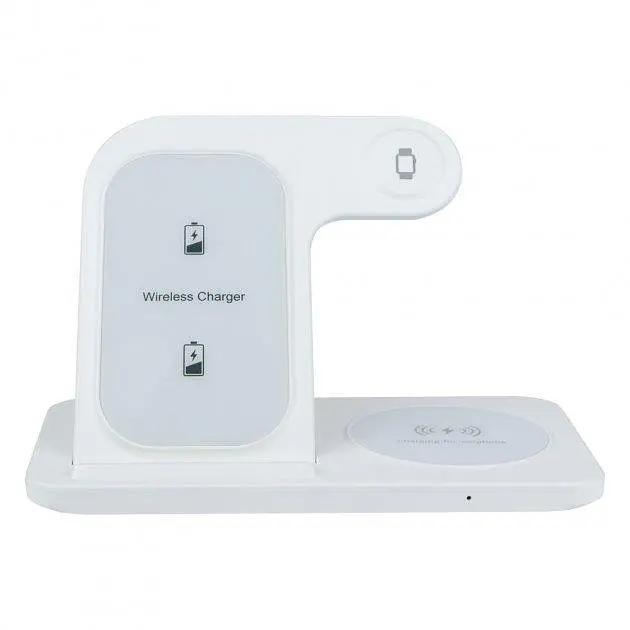 Беспроводное зарядное устройство Proda PD-W8 3-в-1 для iWatch Airpods белый - фото 2
