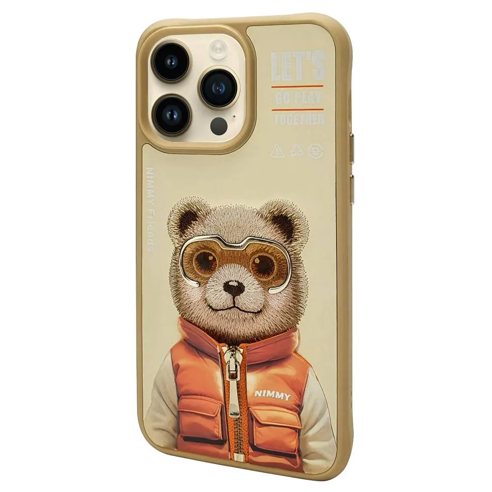 Чохол Nimmy 3D Matal Buttons Apple iPhone 15 Pro Max Bear Khaki - фото 3