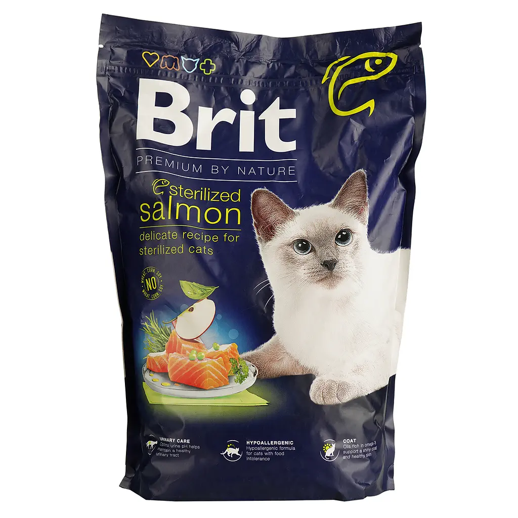 Сухой корм для стерилизованных котов Brit Premium by Nature Cat Sterilized Salmon с лососем 1.5 кг - фото 2