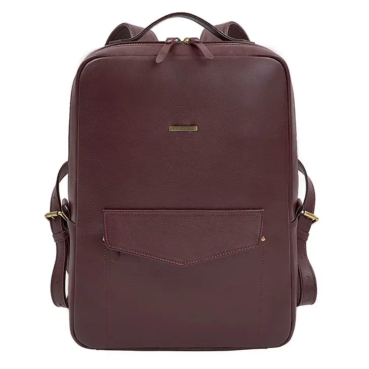 Кожаный городской рюкзак на молнии Cooper maxi бордовый - фото 7