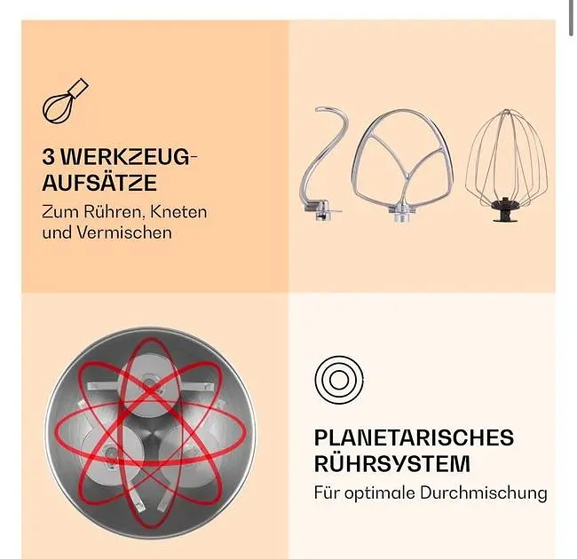 Кухонный комбайн 3в1 Klarstein Renata Rossa 2000 Вт (10040499) - фото 3