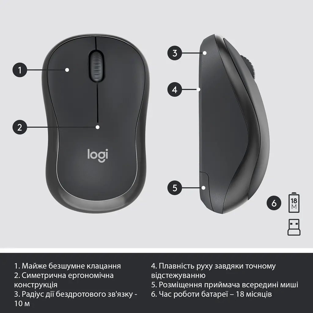 Комплект Logitech MK295 Silent UA Graphite (920-009800) - фото 7