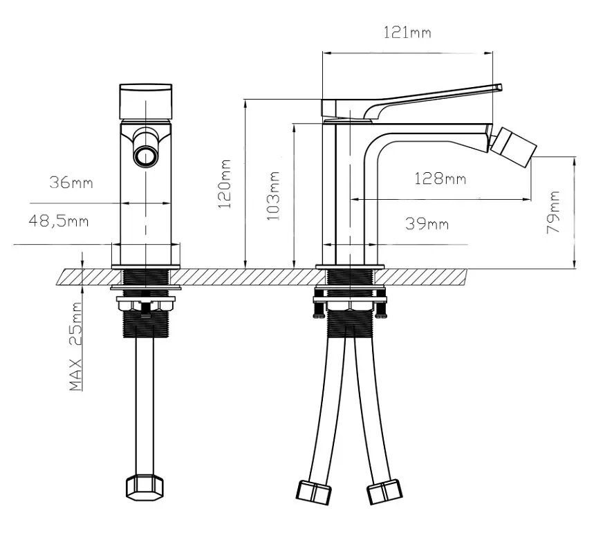 Смеситель для биде Qtap Slavonice, Gunmetal Black PVD (k35) QTSLA255GMB45923 - фото 4