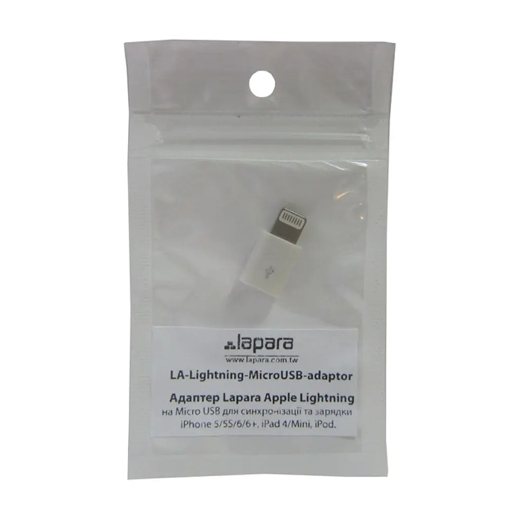 Переходник Lapara Lightning to Micro USB (LA-Lightning-MicroUSB-adaptor white) - фото 2