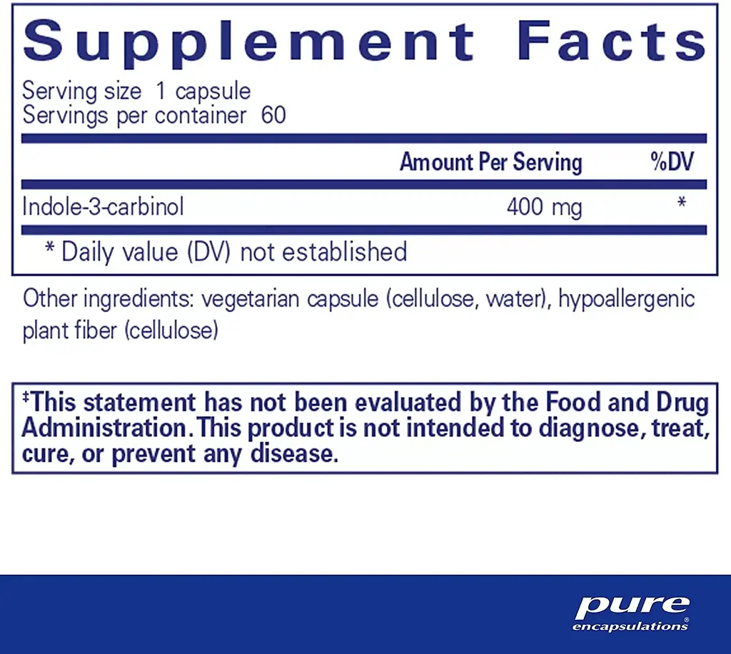 Індол-3-карбінол Pure Encapsulations Indole-3-Carbinol 400 мг 120 капсул - фото 2