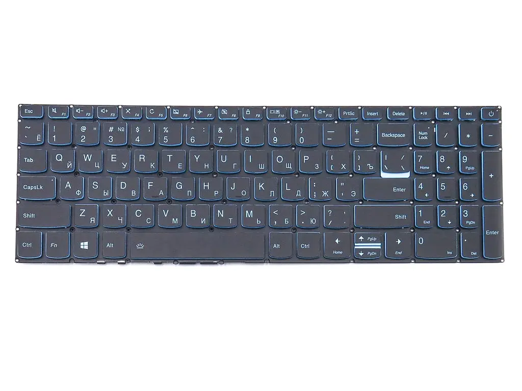 Клавіатура для Lenovo IdeaPad L340-17, L340-17API, L340-17IWL, L340-17IRH (UA Black + Blue підсвітка). Оригінал. - фото 3