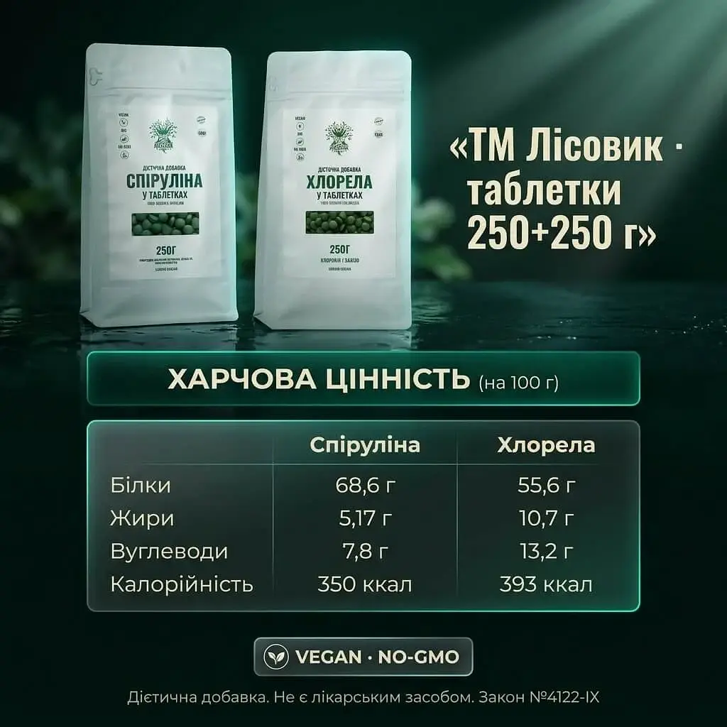 Набор "Полный спектр": спирулина + хлорелла в таблетках 250+250 г - фото 6