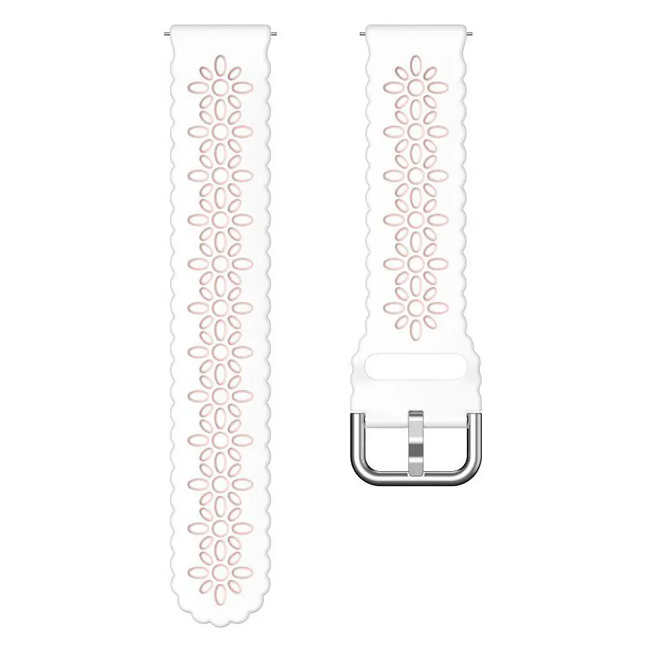 Ремешок для Blackview R3R3 ProR3 MaxR5X5 - бело-розовый ширина крепления 20мм силикон Watchbands Flower (W38-4WB70399639) - фото 3