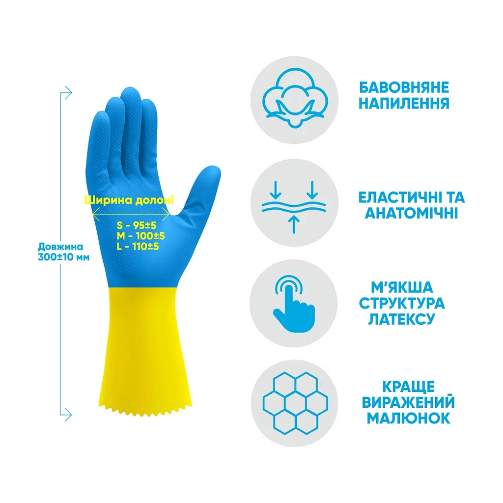Рукавички господарські Добра Господарочка Латексні Надміць Розмір L (4820086523783) - фото 3