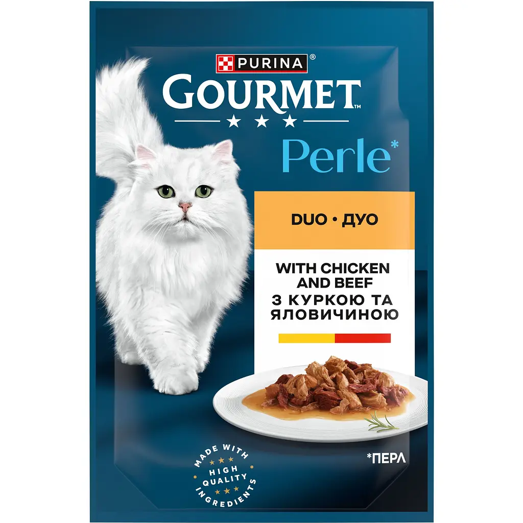 Вологий корм для котів Gourmet Perle Duo з яловичиною та куркою 85 г - фото 2