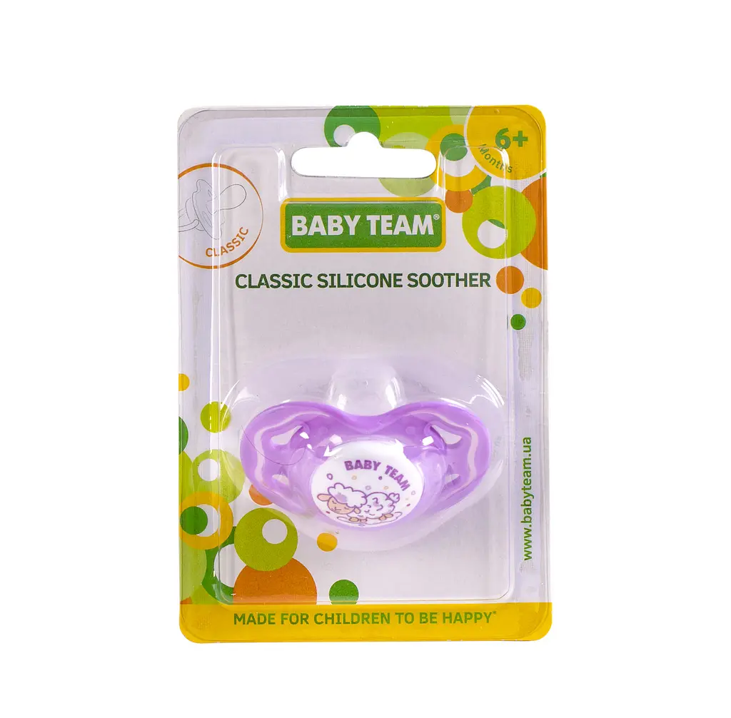 Пустушка силіконова класична 6+ Baby team Фіолетовий - фото 3