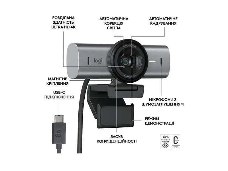 Веб-камера Logitech MX Brio 4K Graphite (960-001559) - фото 6