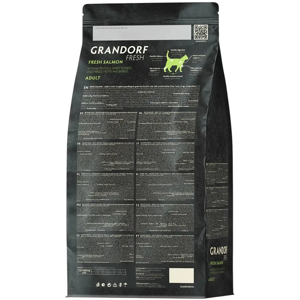Сухой беззерновой корм для взрослых кошек Grandorf Fresh Salmon & Sweet Potato Adult Cat лосось с бататом 2 кг - фото 2