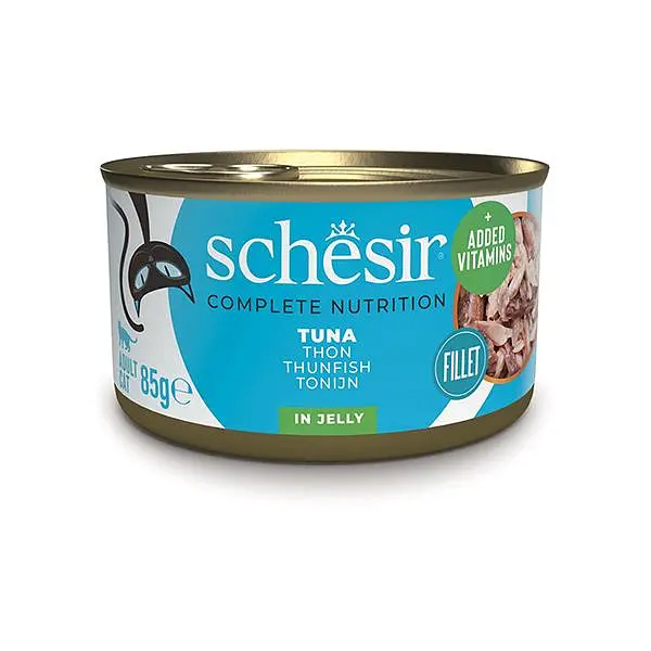Вологий корм для котів Schesir Tuna Шезір тунець в желе натуральні консерви банка 85 г (750013)