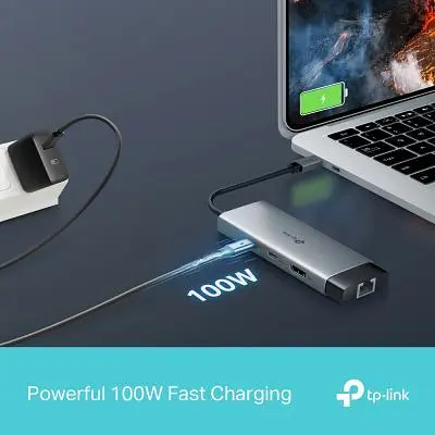 Концентратор TP-Link USB 3.0 6-in-1 2xUSB 3.0 + 1xUSB-C + 1xHDMI + 1xRJ45 + PD 100W (UH6120C) - фото 9