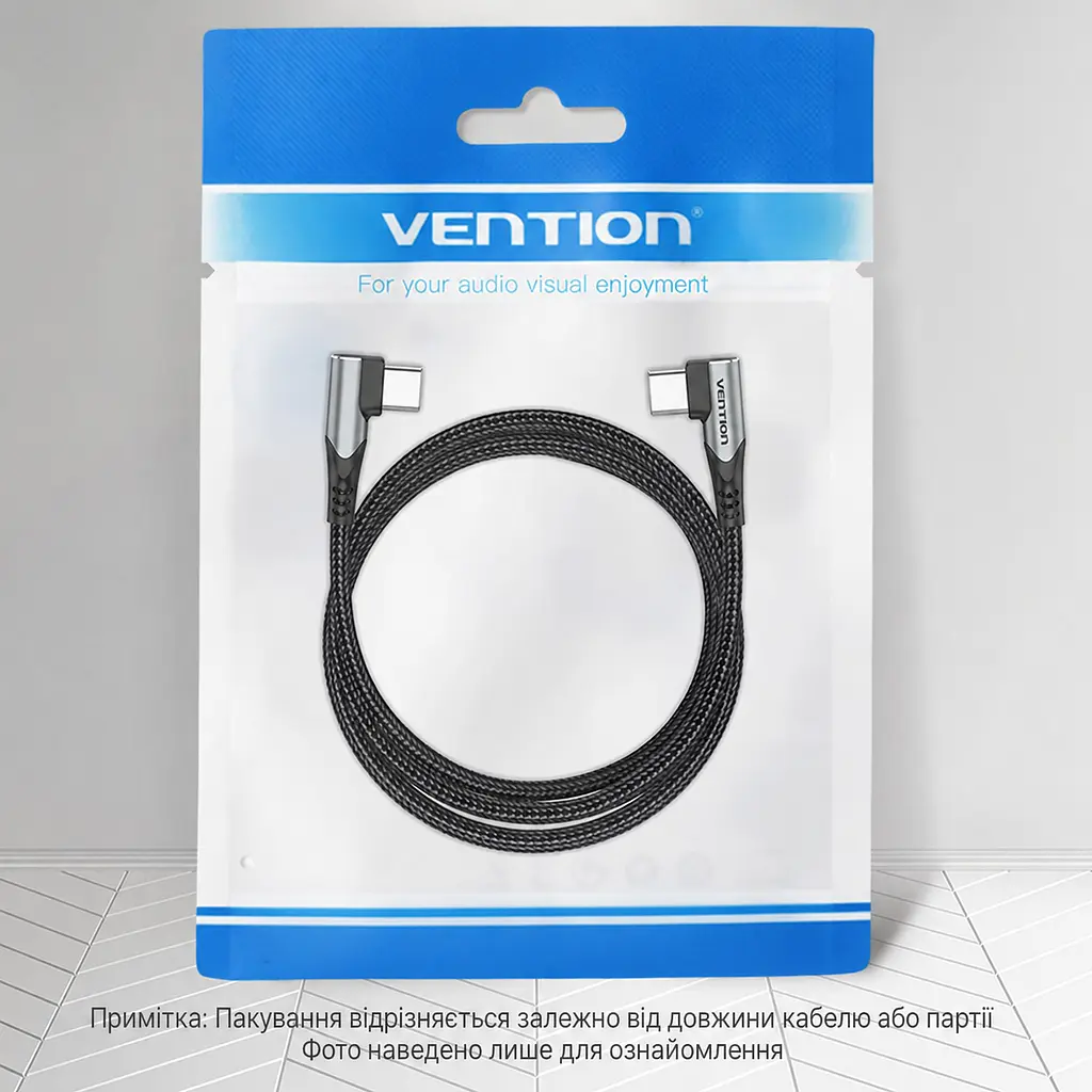 Кабель Vention TANHH USB-C - USB-C кутовий 90° PD 100 Вт 2 м сірий (TANHH) - фото 12
