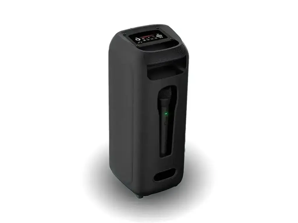 Музыкальная портативная Вluetooth колонка BT-2425 4"x2 с микрофоном светодиодная подсветка 20 Вт Черная - фото 2