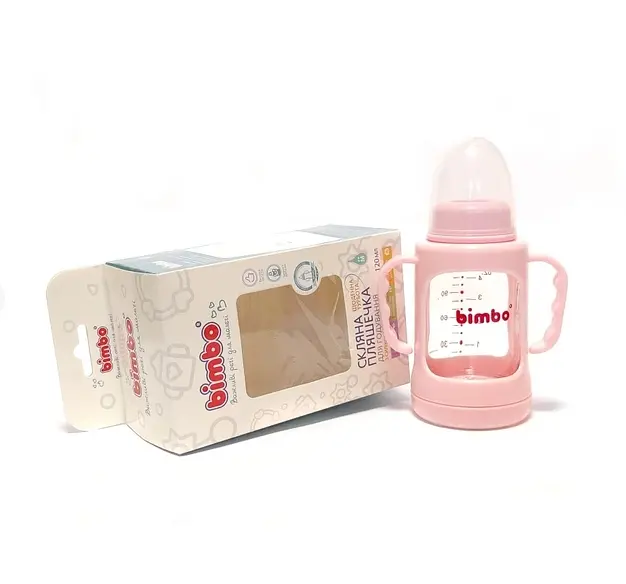 Пляшечка скляна 99396 Bimbo, 120мл, 1шт у коробці (6900067438416) Рожевий - фото 2