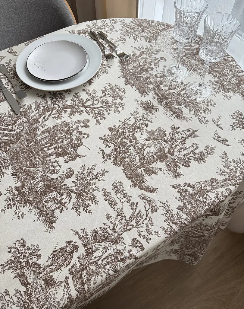 Скатертина столова Ecotton DUCK 150х170 см водовідштовхувальна Italiano бежевий (30497 Beige) (25026) - фото 4