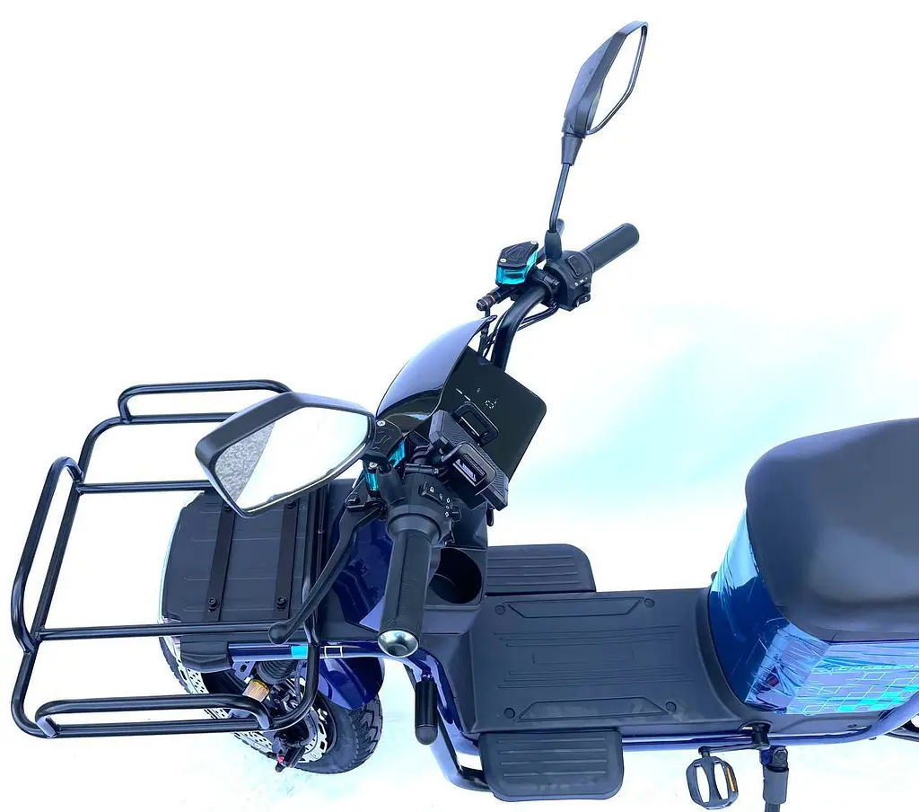 Электроскутер Грузовой с двумя большими багажниками Crosser SUPER MAX 1200W 60V30AH Li-Fe | USB зарядка Синий - фото 5