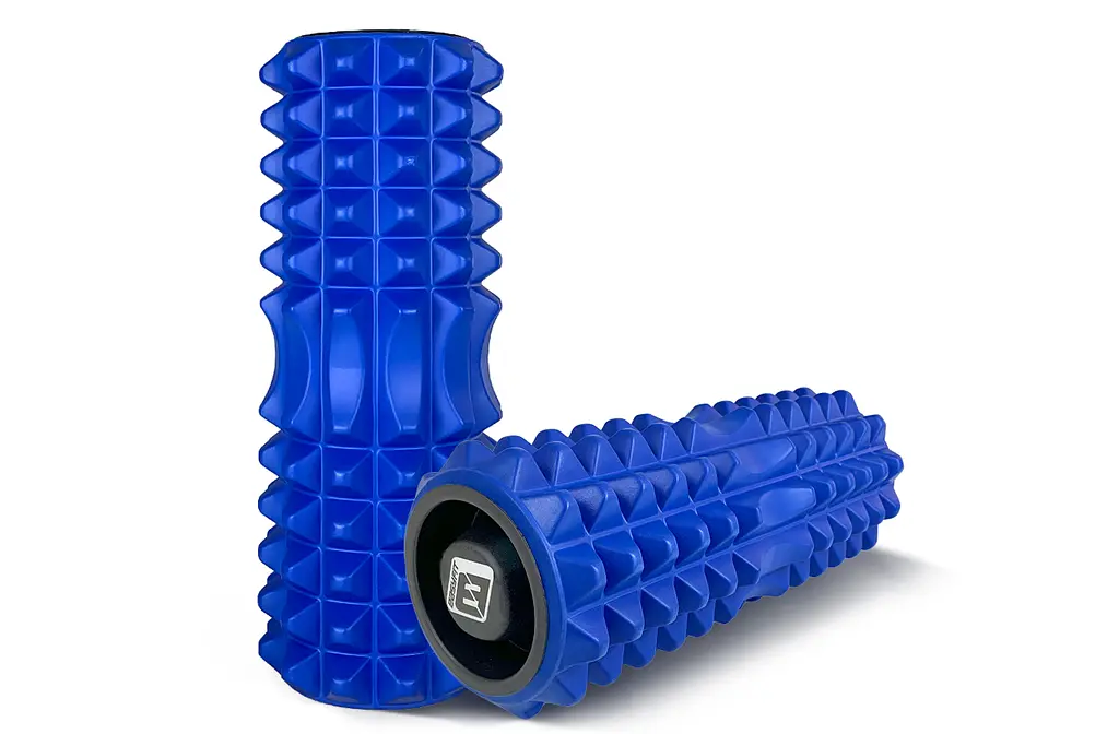 Масажний ролик EasyFit Grid Roller 33 см v.1.2 із заглушками з обох сторін (синій) - фото 3