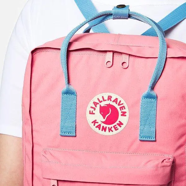 Міський рюкзак Fjallraven Kanken 16 л Classic Рожевий із блакитними ручками - фото 3