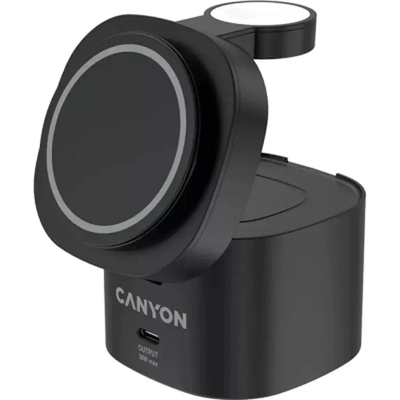 Зарядний пристрій Canyon 4-in-1 wireless charging stand 30W + charger 65W + cable 1.0m black (CNS-WCS405B) - фото 2