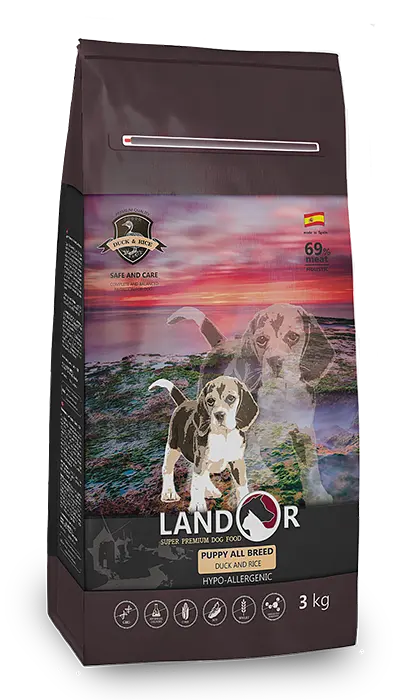 Сухий корм Landor Puppy All Breed Duck&Rice Ландор для цуценят усіх порід від 1 до 18 місяців Качка з рисом 3 кг