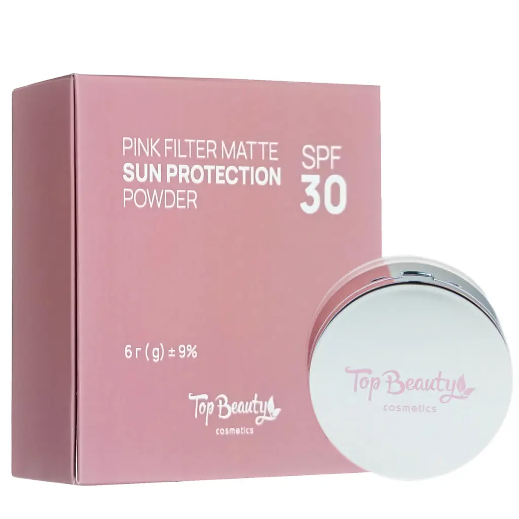 Пудра для обличчя матуюча сонцезахисна SPF30 Top Beauty, рожева
