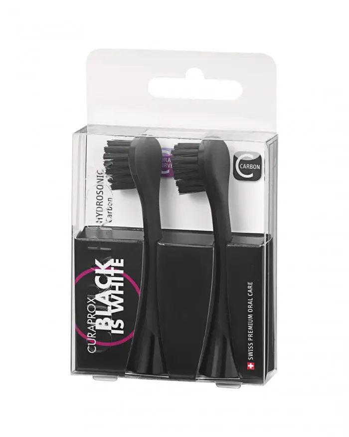 Насадки для звукової щітки Curaprox Hydrosonic Black is White Сarbon 2 шт. чорні - фото 5