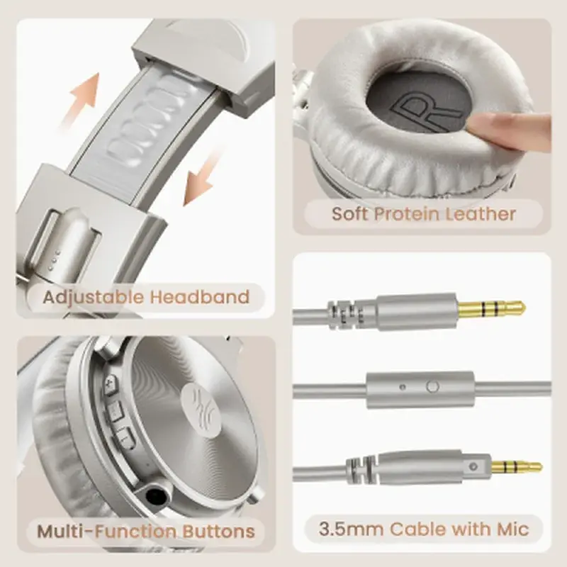 Навушники OneOdio Studio Pro C Bluetooth+3,5мм Silver (Pro C Silver) - фото 5